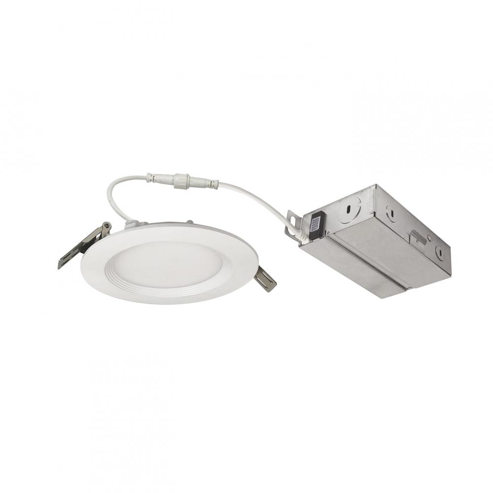 4&#34; FLIN Round Wafer LED Downlight with Selectable CCT, 950lm / 10.5W, Matte Powder White Finish