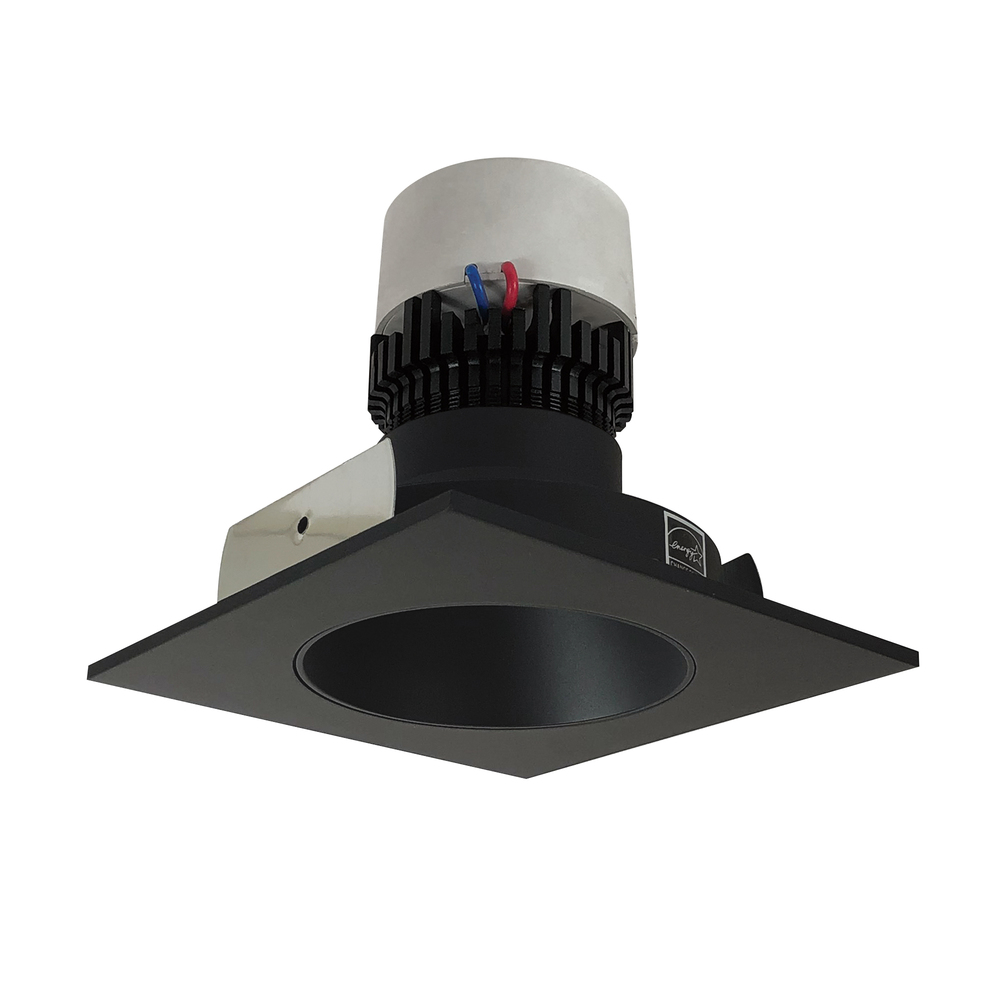 4&#34; Pearl LED Square Retrofit Reflector with Round Aperture, 1000lm / 12W, 2700K, Black Reflector