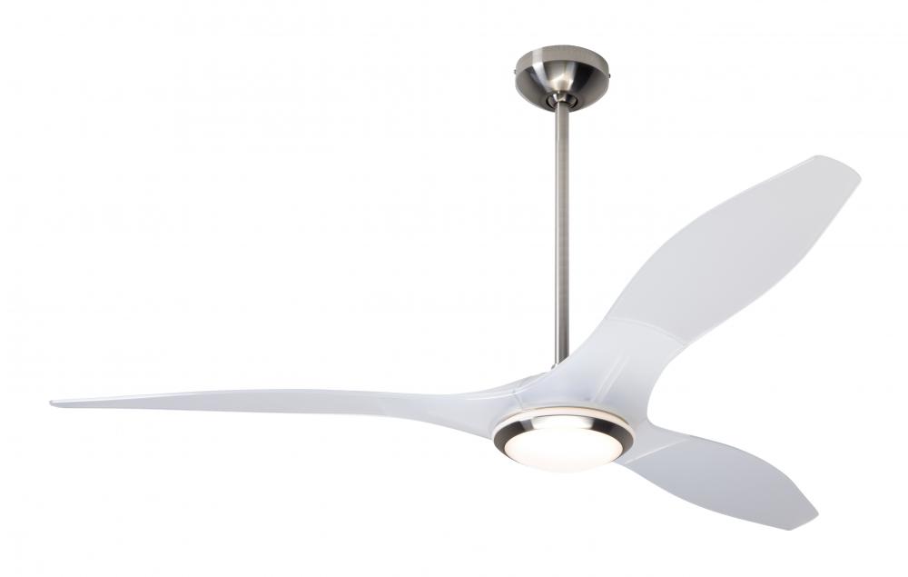 IC/Brisa DC Fan- Bright Nickel/Translucent Finish; 56&#34; Translucent Blades; 17W LED