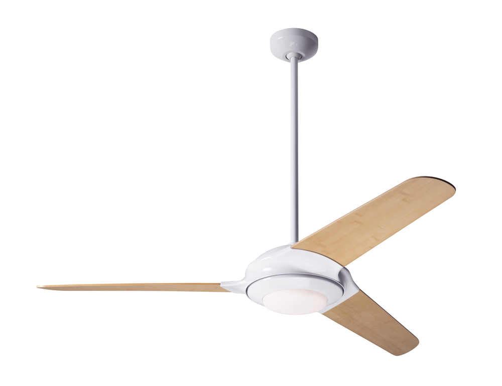 Flow Fan; Gloss White Finish; 52&#34; Bamboo Blades; 20W LED; Fan Speed and Light Control (3-wire)