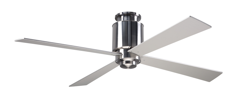 Lapa Flush Fan; Bright Nickel Finish; 50&#34; Black Blades; No Light; Fan Speed Control