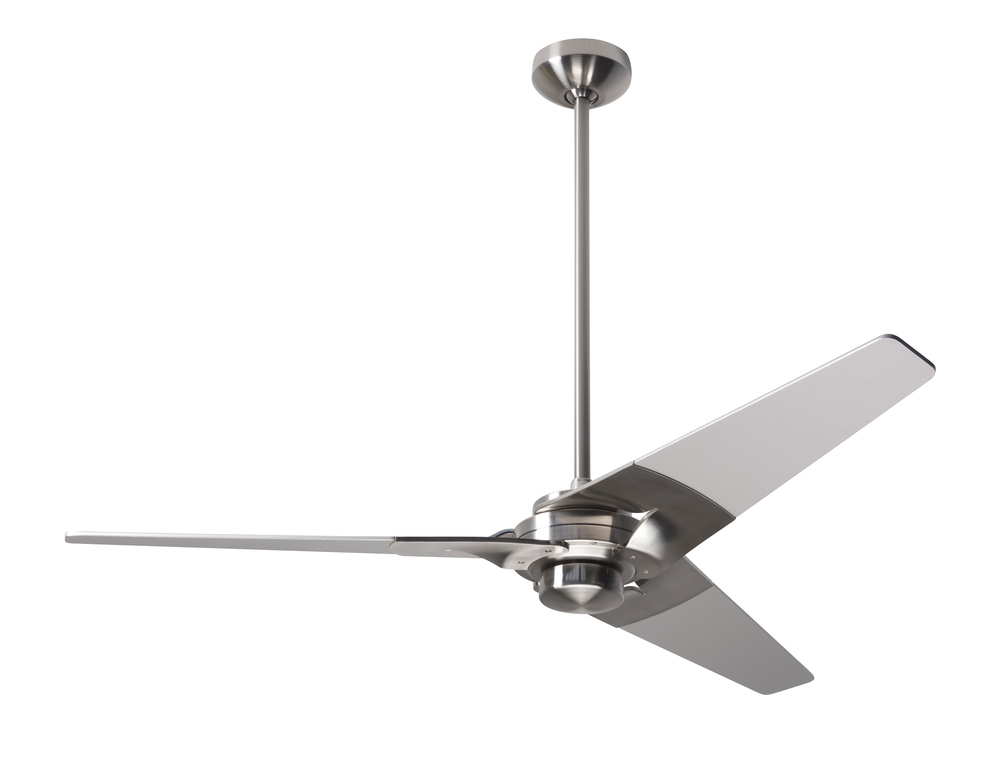 Torsion Fan; Bright Nickel Finish; 52&#34; Black Blades; No Light; Fan Speed and Light Control (3-wi