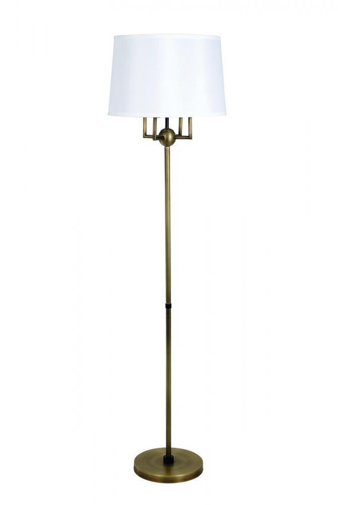 Alpine 4 Light Cluster Antique Brass/Black Floor Lamp with White Silk Softback Shade