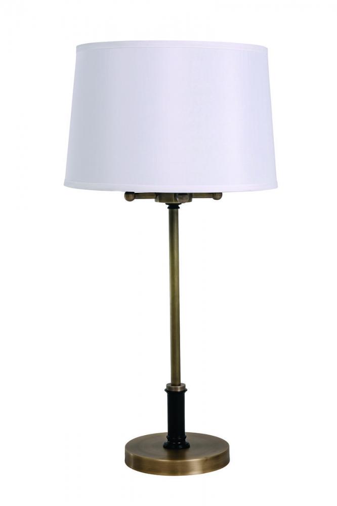 Alpine 4 Light Cluster Antique Brass/Black Table Lamp with White Silk Softback Shade