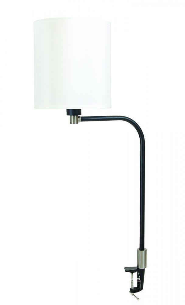 Aria Clip On Table Lamp Fabric Shade Black/Satin Nickel