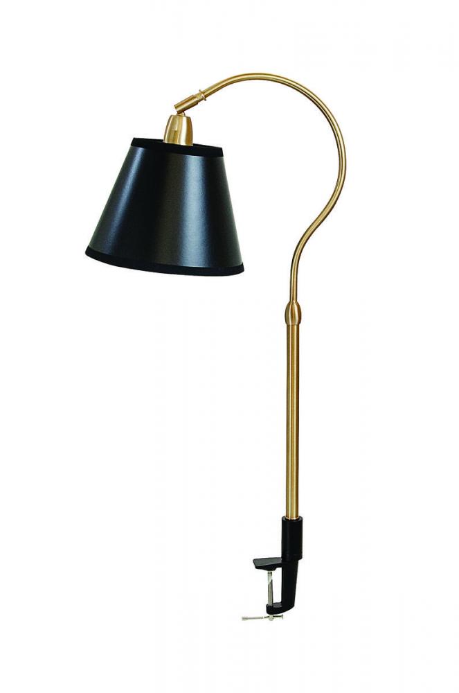 Aria Clip On Table Lamp Weathered Brass with Black Shade