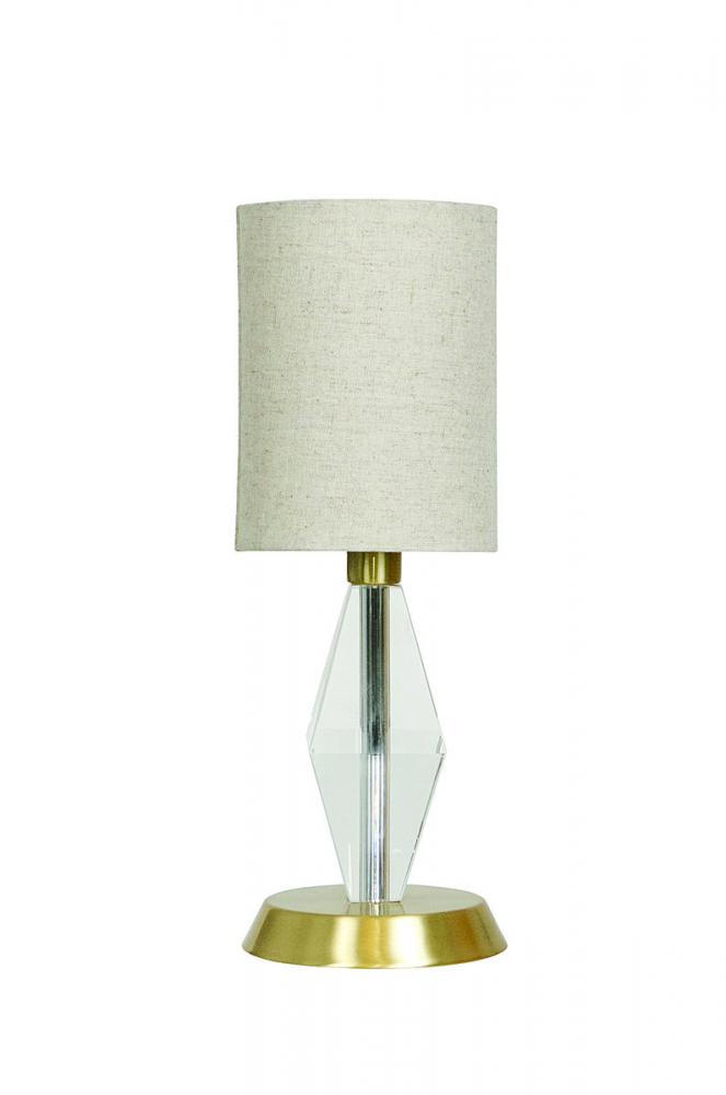 Bryson Mini Crystal Tapered Column Satin Brass Accent Lamp