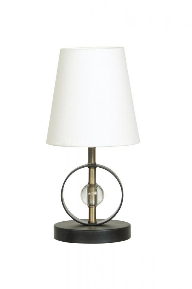 Bryson Mini 4&#34; Ring and Crystal Black/Antique Brass Accent Lamp