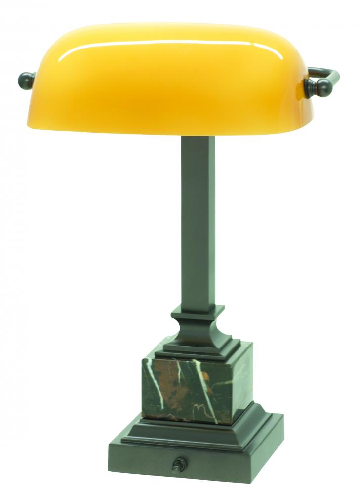Shelburne Collection Mahogany Bronze & Amber Glass Desk Lamp