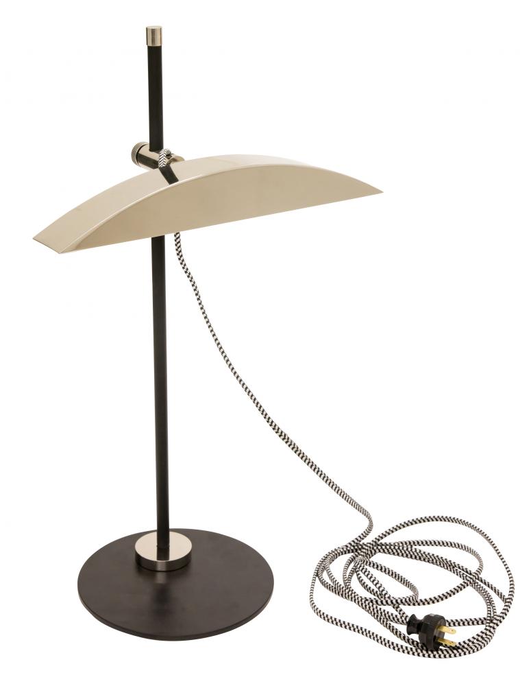 Adjustable LED Desk Lamp in Matte Black with Polished Nickel Accents