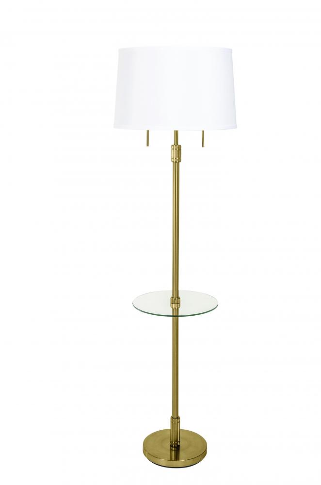 Killington Brushed Brass Floor Lamps with Glass Table and Hardback Shade