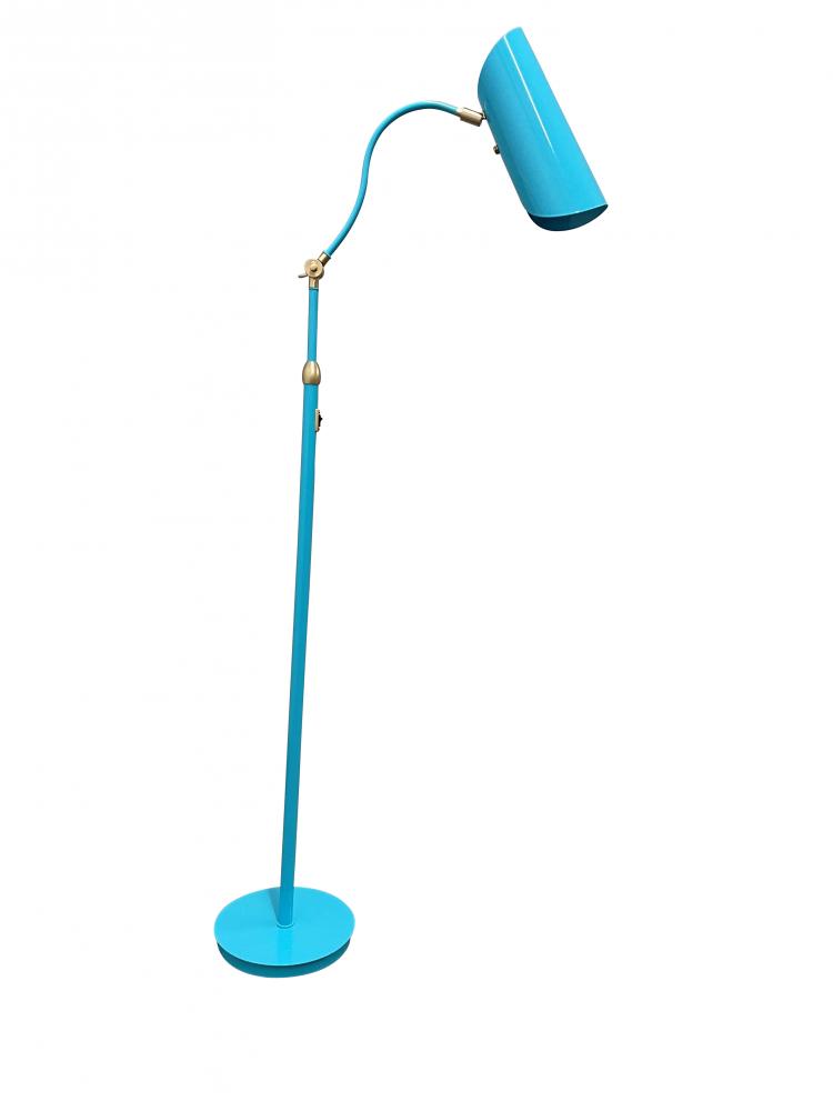 Logan Azure/Satin Brass Floor Lamps with Rolled Shade