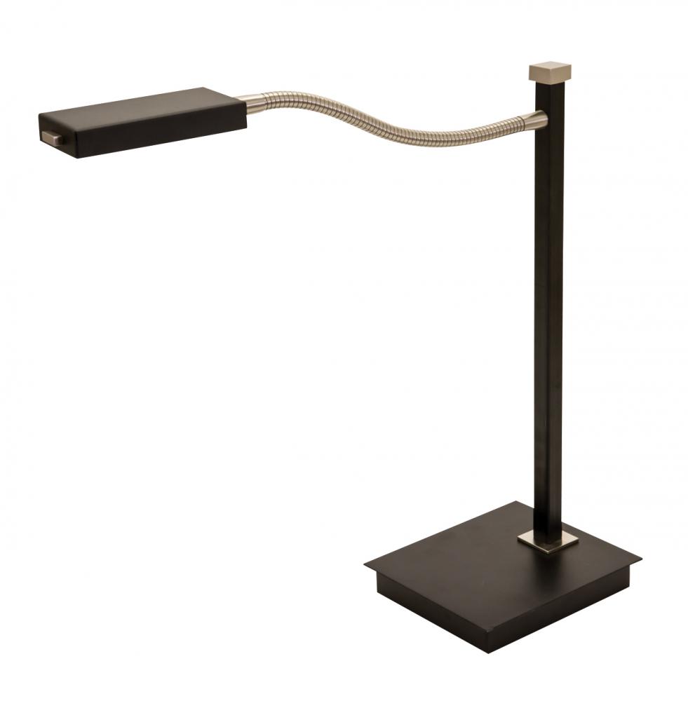 17.5&#34; Lewis LED Gooseneck Table Lamps in Black with Satin Nickel
