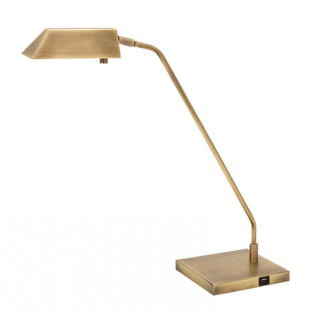 Newbury Table Lamps in Antique Brass with USB Port