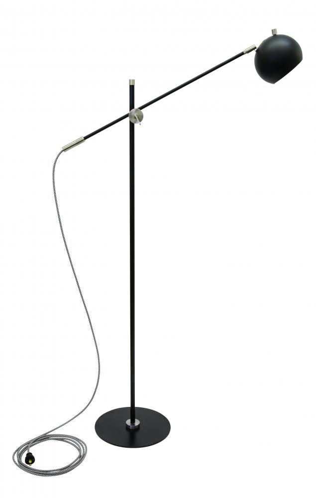 Orwell LED Counterbalance Floor Lamps in Black with Satin Nickel Accents
