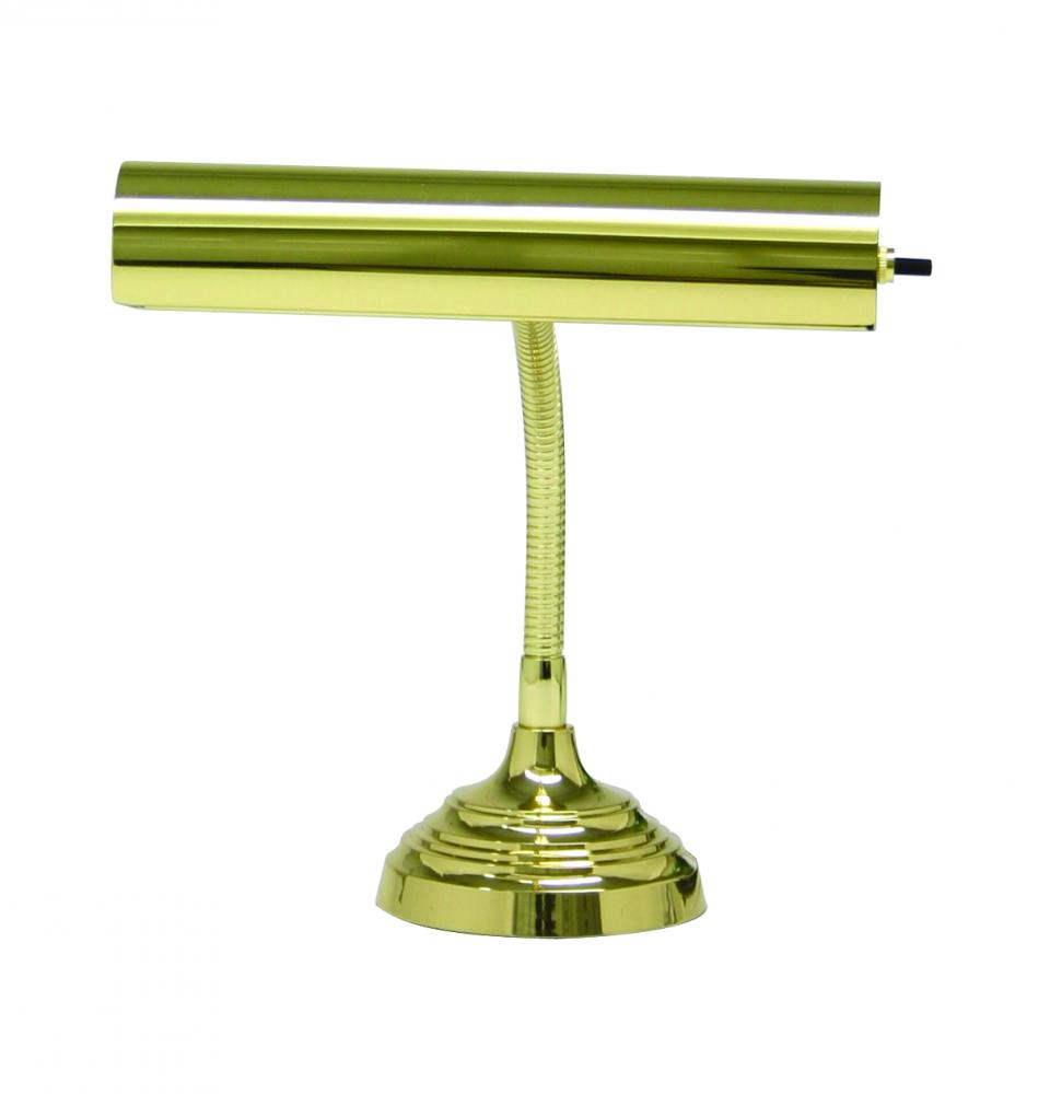 Desk/Piano Lamp 10&#34; Gooseneck In Polished Brass