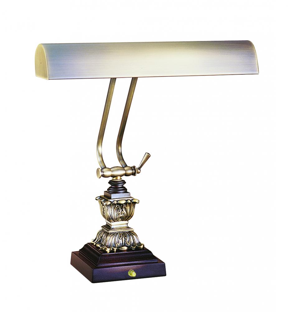 Desk/Piano Lamp 14&#34; Antique Brass with Cordovan Accents
