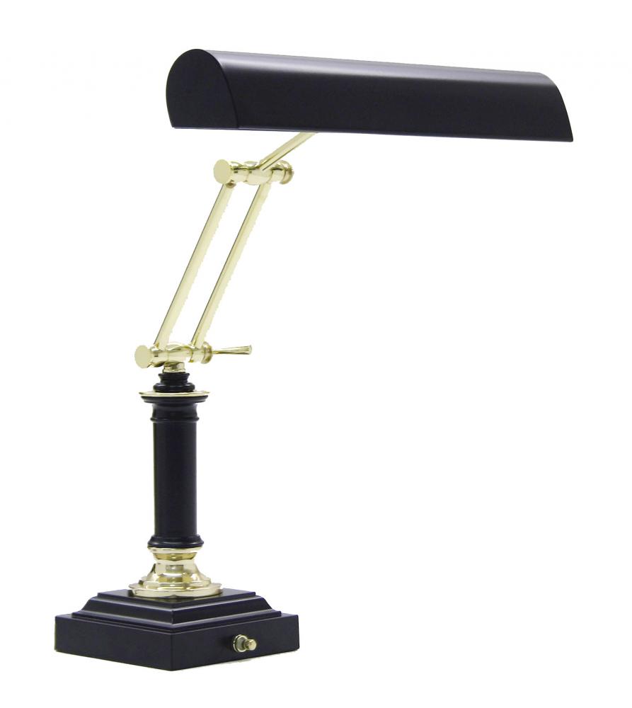 Desk/Piano Lamp 14&#34; Polished Brass with Black Accents