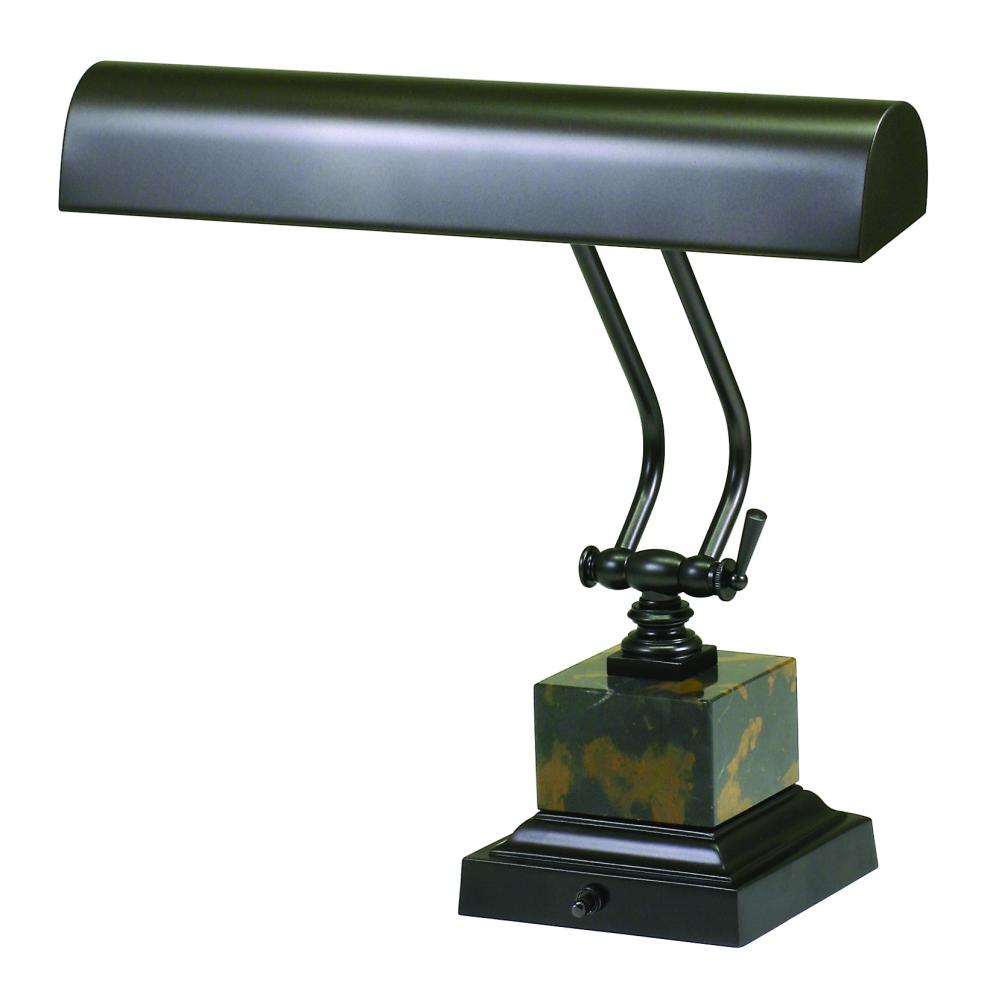 Desk/Piano Lamp 14&#34; Mahogany Bronze with Black and Tan Marble