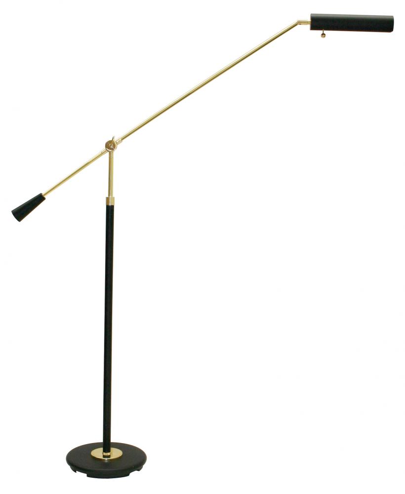 Grand Piano Counter Balance Floor Lamps in Black with Polished Brass Accents
