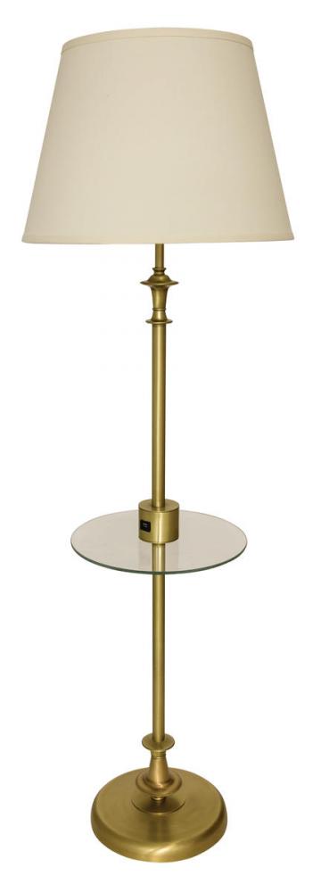 Randolph Floor Lamps with Table and USB Port in Antique Brass
