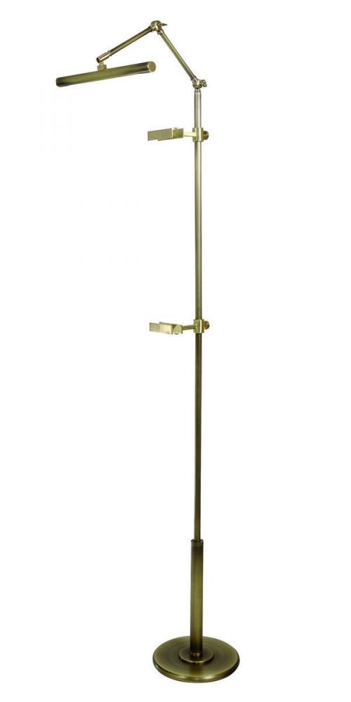 River North Easel Floor Lamp Antique Brass and Satin Brass Accents LED Slimline Shade