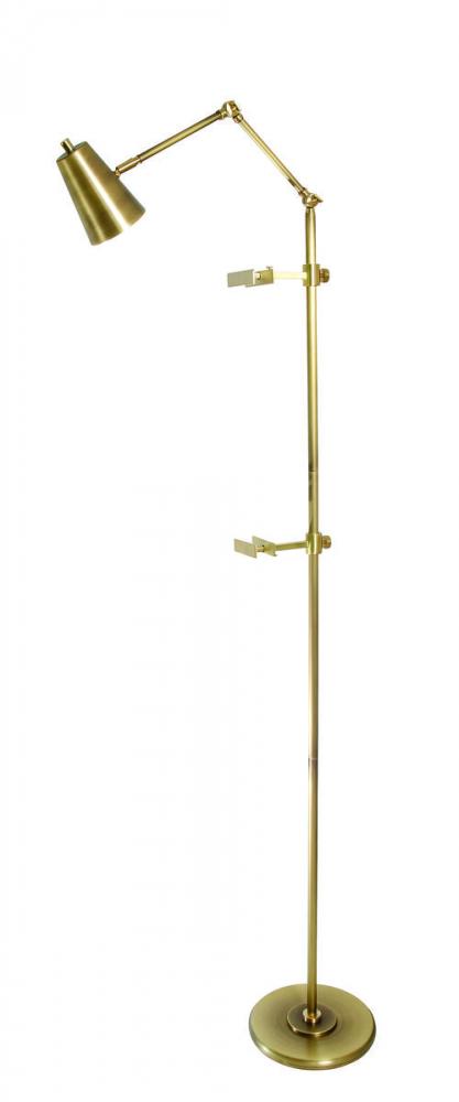 River North Easel Floor Lamp Antique Brass and Satin Brass Accents Spot Light Shade