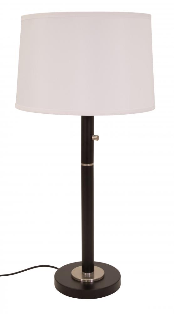 Rupert Three Way Table Lamp in Black with Satin Nickel Accents and USB Port