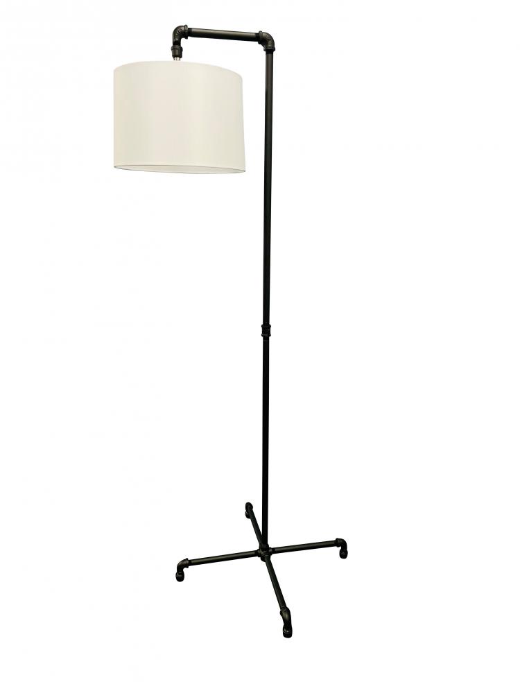 Studio Industrial Black Down bridge Floor Lamp with Fabric Shade