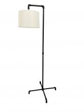 House of Troy ST601-BLK - Studio Industrial Black Down bridge Floor Lamp with Fabric Shade