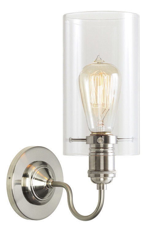 Wall Sconce Retro Cylinder Clear Polished Nickel E26 Retro Bulb 60W