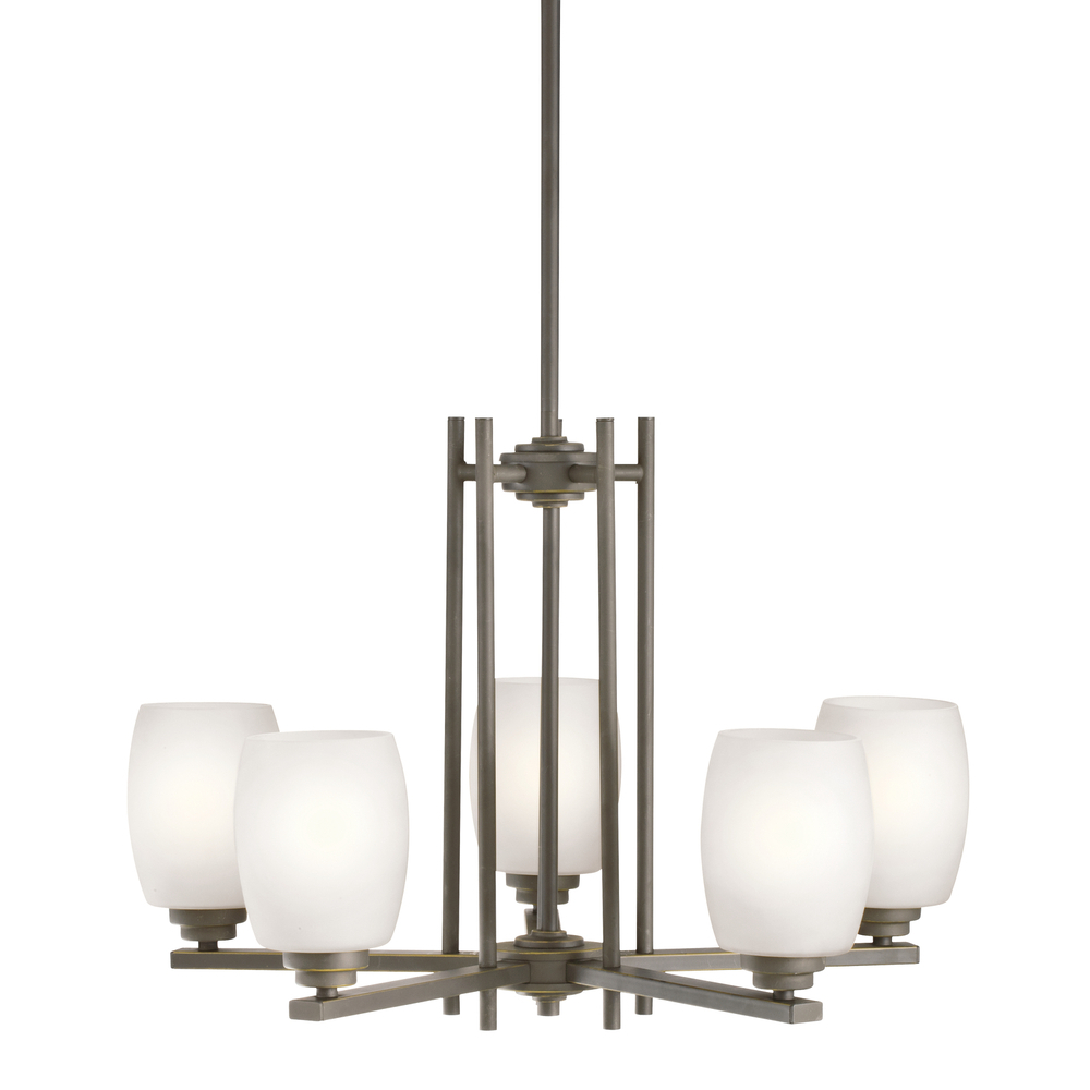 Eileen 16.5&#34; 5 Light Chandelier with Satin Etched Cased Opal Glass in Olde Bronze®