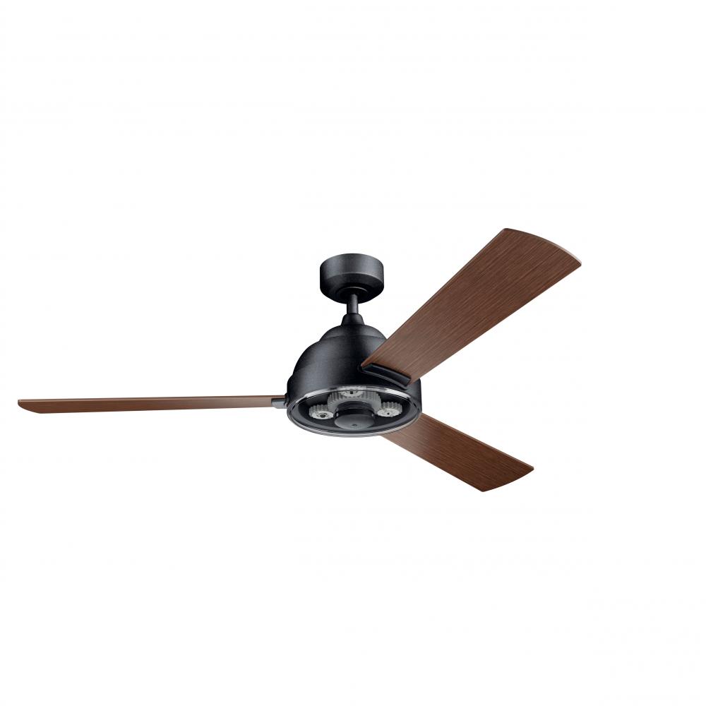 Pinion 60&#34; Fan Distressed Black finish and Auburn Stained Blades