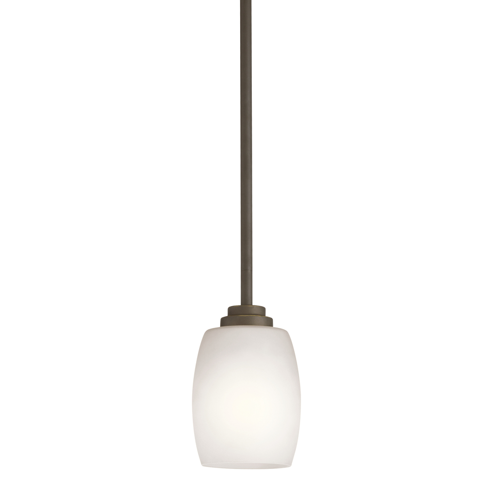 Eileen 8&#34; 1 Light Mini Pendant with Satin Etched Cased Opal Glass in Olde Bronze®