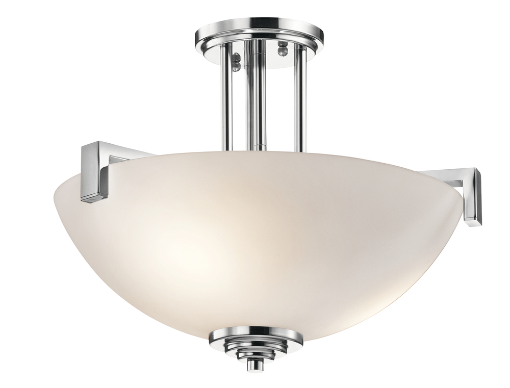 Eileen 14.5&#34; 3 Light Convertible Inverted Pendant or Semi Flush with Satin Etched Cased Opal Gla