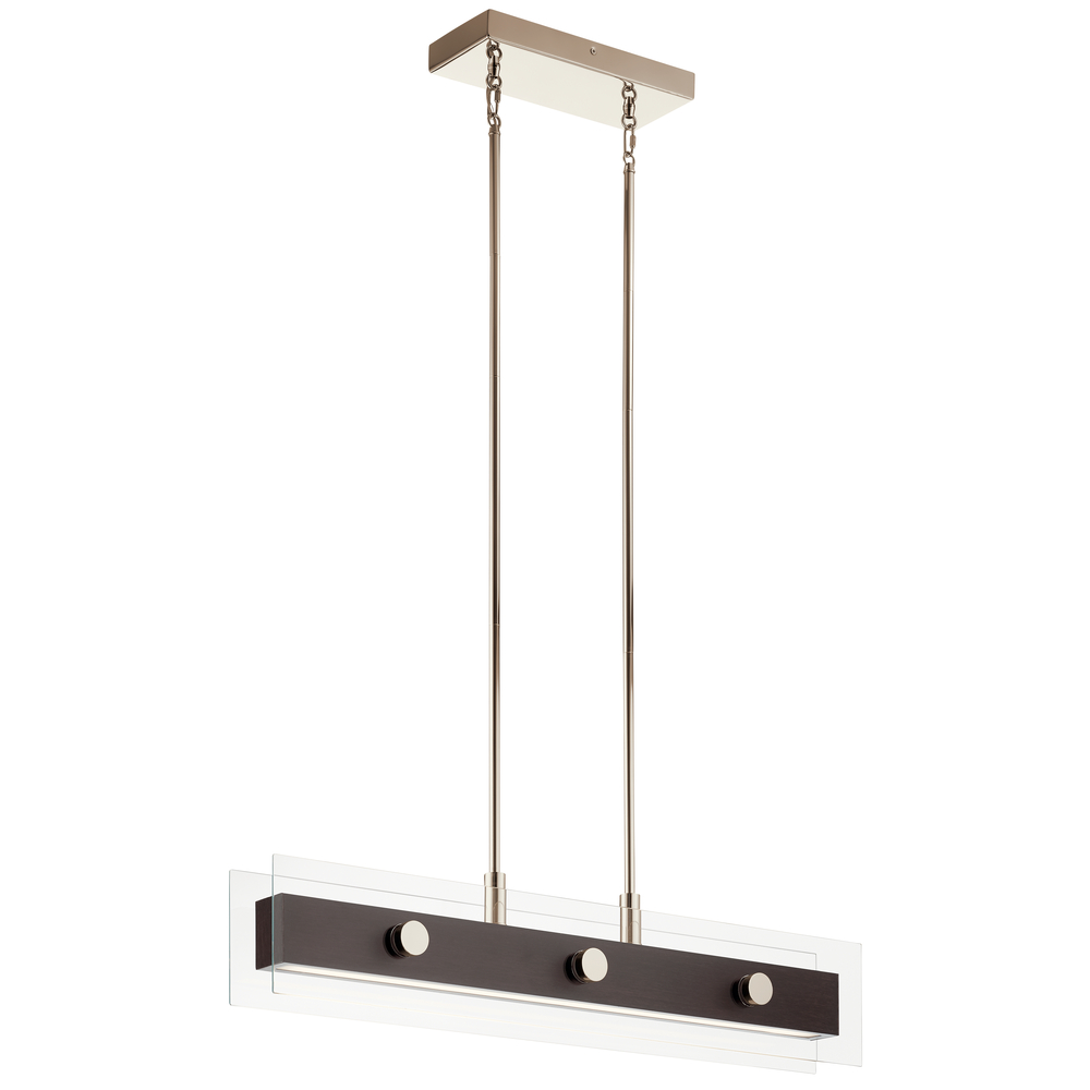 Tig™ 34&#34; LED 5 Light Linear Chandelier Walnut Wood