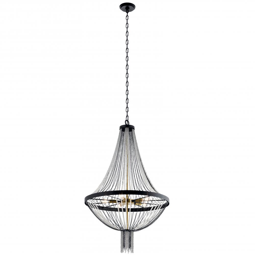 Alexia 39.5&#34; 5 Light Chandelier with Crystal Beads in Textured Black