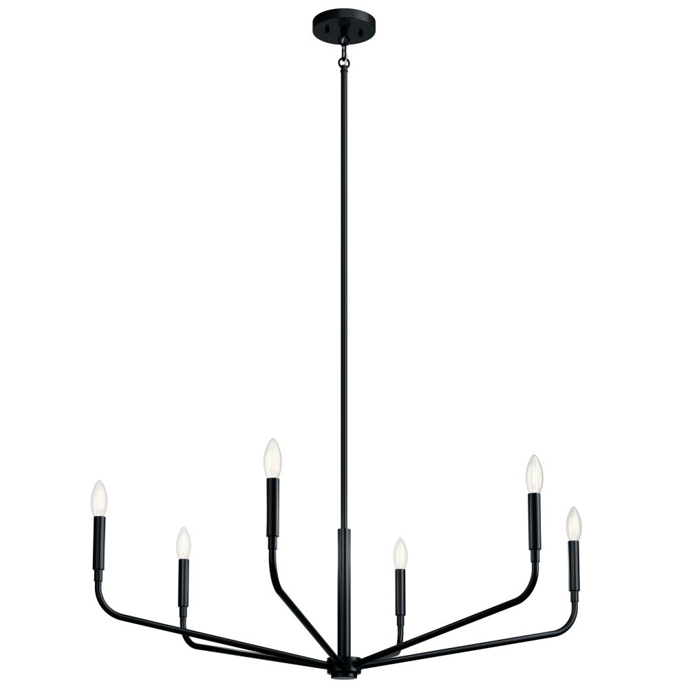 Madden 38 Inch 6 Light Chandelier in Black