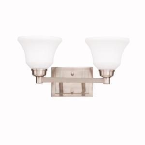 Langford 17.5&#34; 2 Light Vanity Light with Satin Etched White Glass in Brushed Nickel