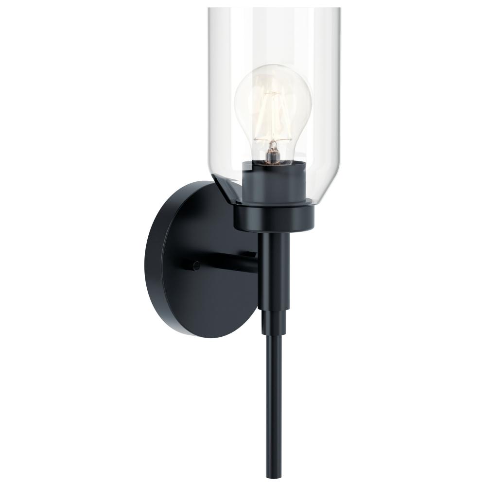 Madden 14.75 Inch 1 Light Wall Sconce with Clear Glass in Black
