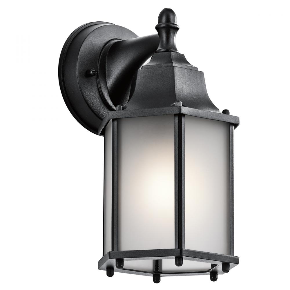 Chesapeake 10.25&#34; 1 Light Outdoor Wall Light with Satin Etched Glass in Black