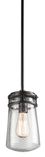 Kichler 49447AZ - Lyndon 11.75" 1 Light Pendant with Clear Seeded Glass Architectural Bronze