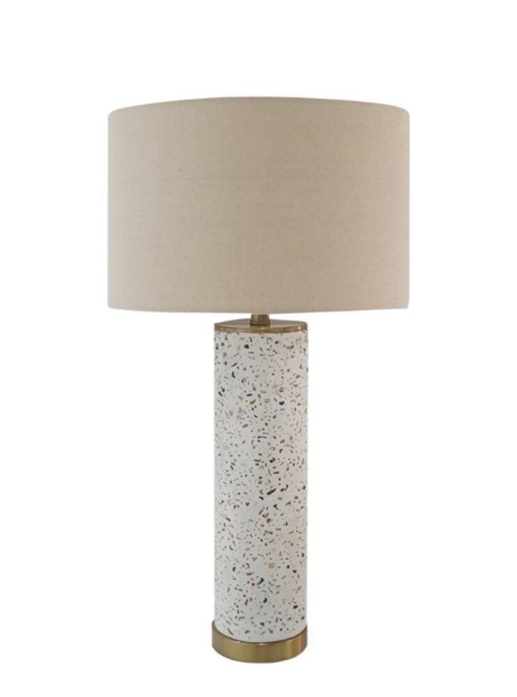 1 Light Metal/Concrete Base Table Lamp in White Terrazo/Antique Brass