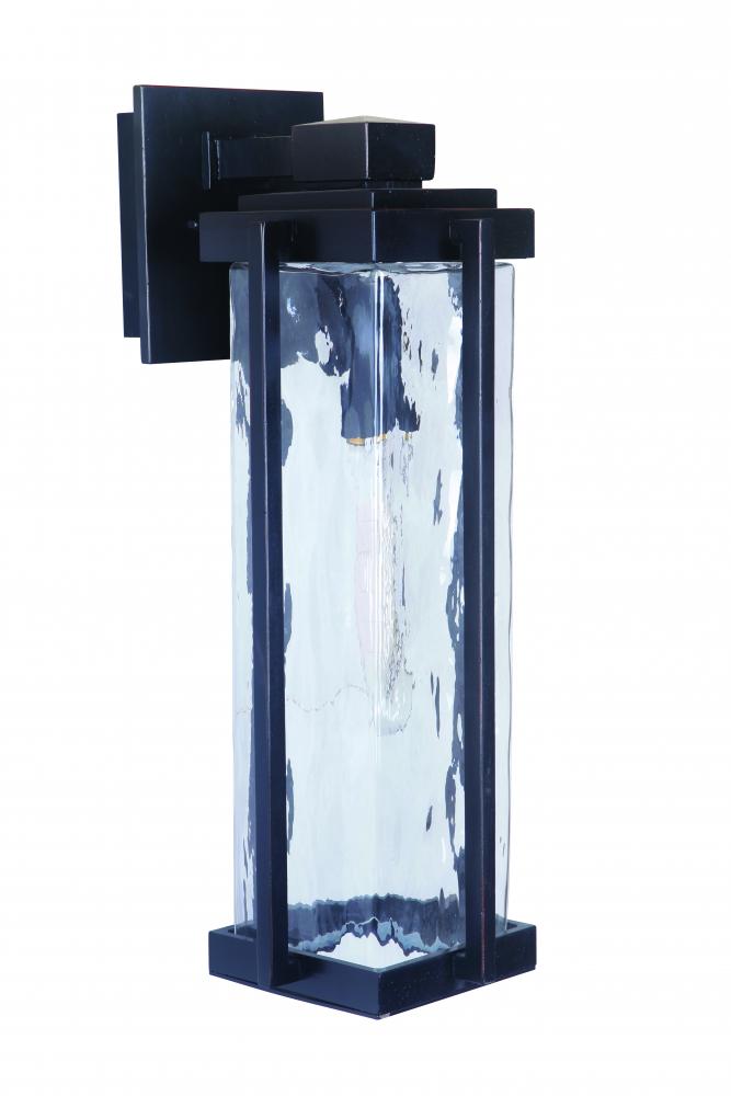 Pyrmont 1 Light Medium Outdoor Wall Lantern in Oiled Bronze Gilded with Clear Hammered Glass