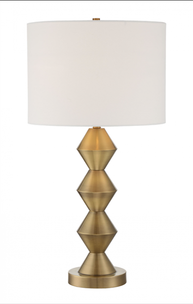 1 Light Plated Metal Base Table Lamp in Antique Brass