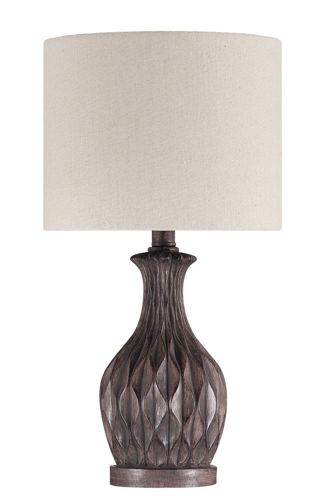 1 Light Resin Base Table Lamp in Carved Painted Brown (2 Pack)