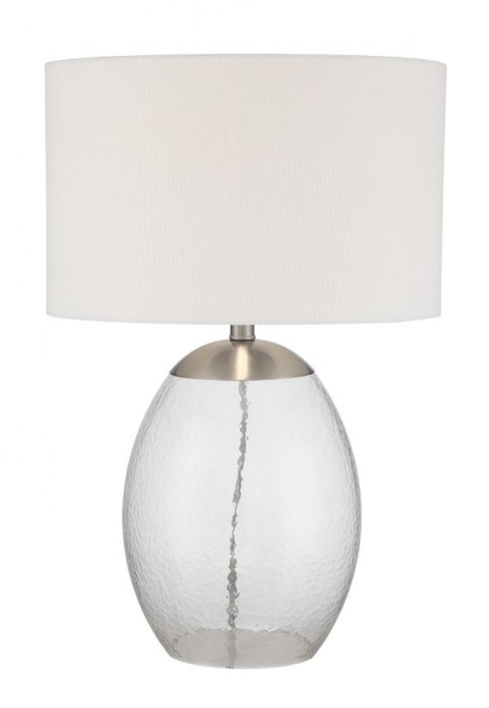 1 Light Glass/Metal Base Table Lamp in Brushed Polished Nickel