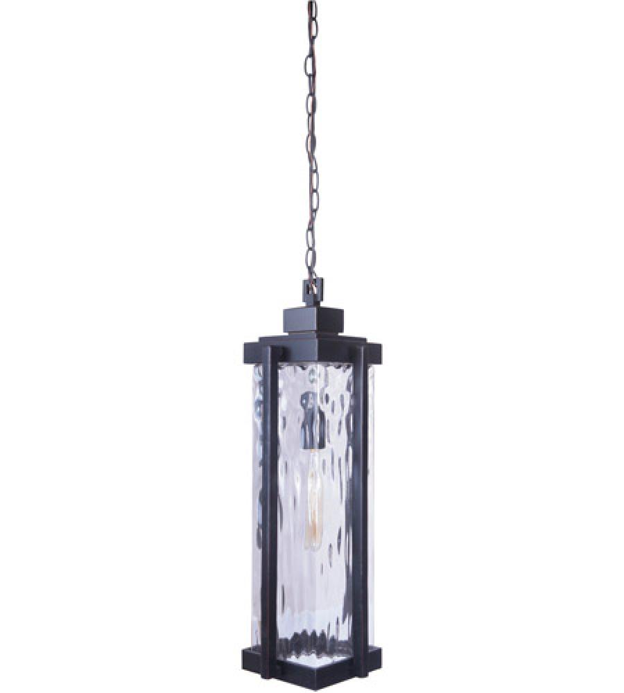 Pyrmont 1 Light Outdoor Pendant in Oiled Bronze Gilded with Clear Hammered Glass