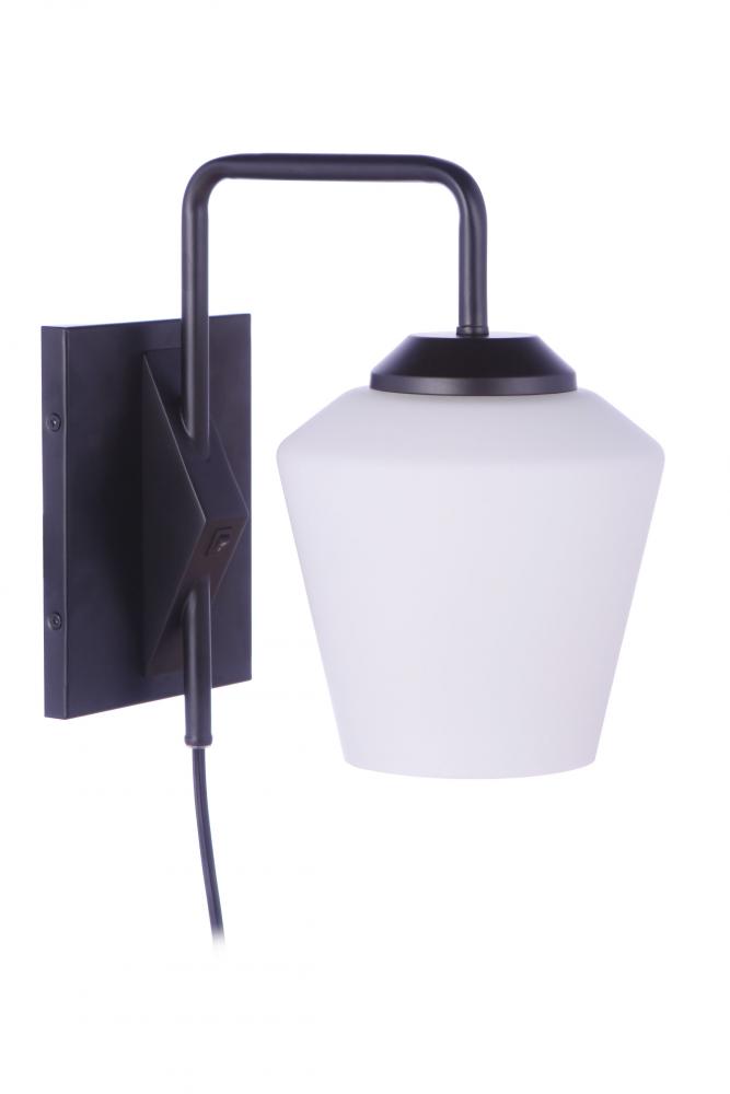 Rive 1 Light Plug-In Wall Sconce in Flat Black