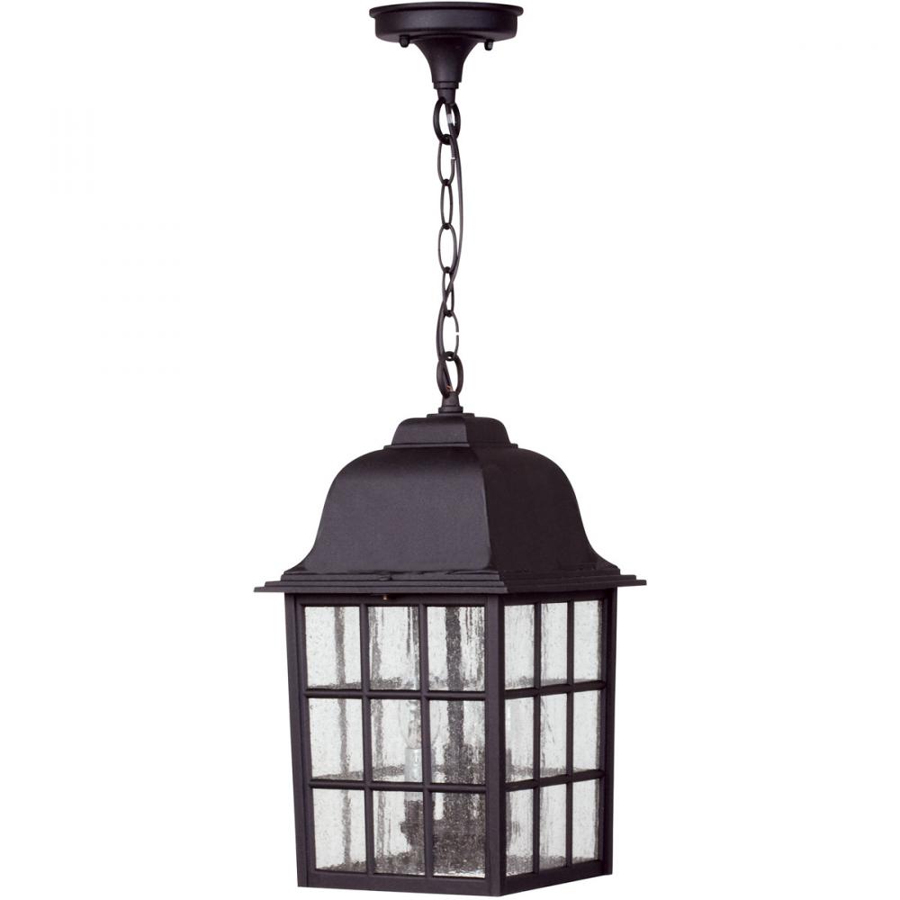 Grid Cage 3 Light Outdoor Pendant in Textured Black